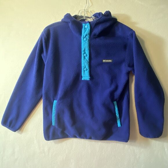 COLUMBIA Women’s Medium Blue Color block Two Tone Snap Fleece - Picture 1 of 6